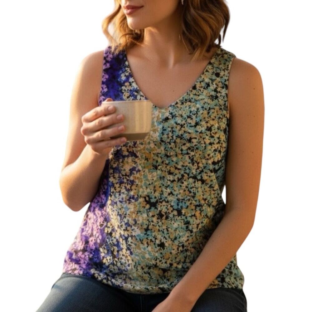 CAbi #5538 Merry Go Round Colorful Floral Tank Top Size Small
